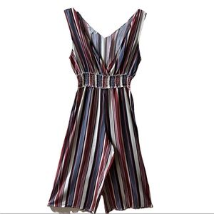 Society+Stitch Mulitcolor Striped Sleeveless Capri Jumpsuit Smocked Waist NWT